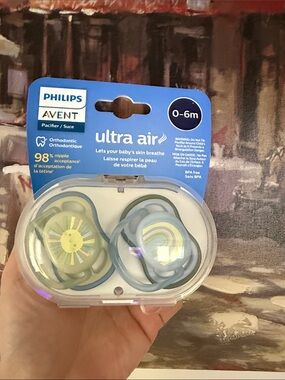 Ultra Air Orthodontic Pacifiers 0-6m - Blue/Green (2 Pack)
